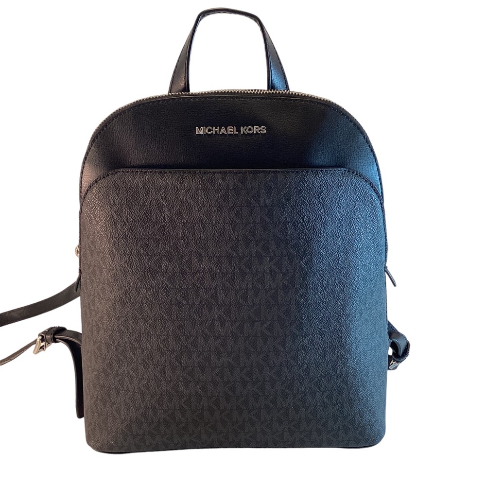 MICHAEL KORS Backpack Leather EMMY Large Dome BLACK Monogram 35H9SY3B7B